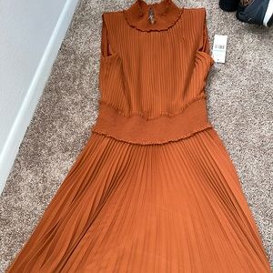 Orange polyester long dress